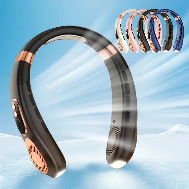 Portable Neck Fan Personal 4000Mah Bladeless Cooling Neck Fan Blow Cold Air Neck Cooler Wearable Fan around Your Neck Adjustable