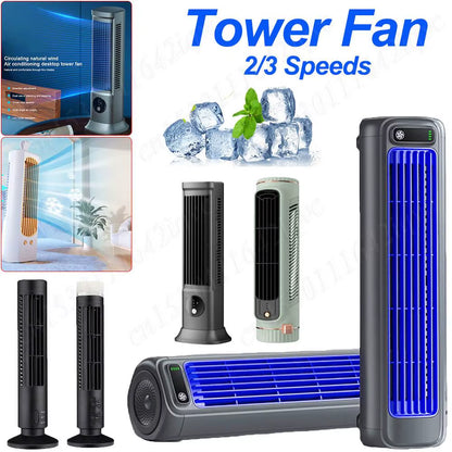 Portable Bladeless Tower Fan 2/3 Speeds Electric Fan Personal Fan Quiet Standing Fan Rechargeable Wall Mount Fan Desktop Fan New