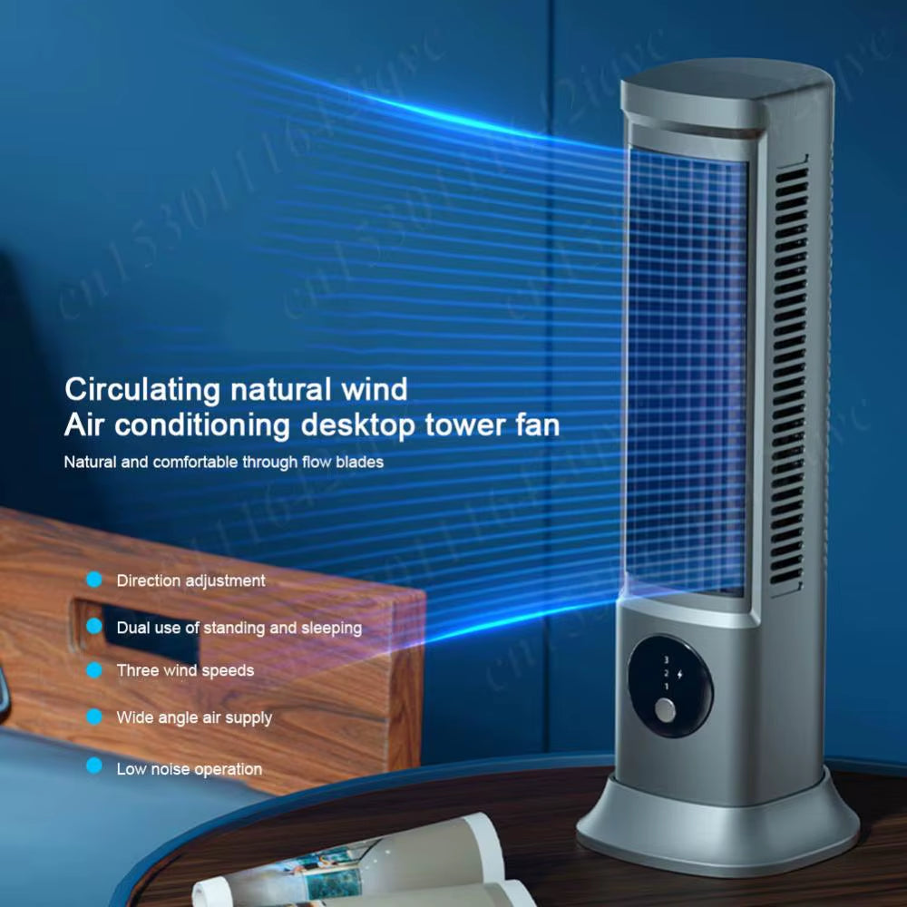 Portable Bladeless Tower Fan 2/3 Speeds Electric Fan Personal Fan Quiet Standing Fan Rechargeable Wall Mount Fan Desktop Fan New